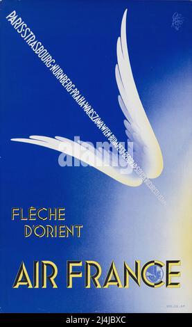 Reiseplakat des Jahrgangs 1930s - Air France - Fleche d'Orient - Paolo Garretto - 1936 Stockfoto