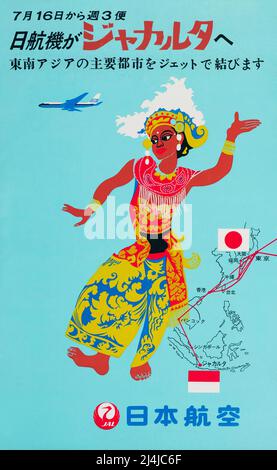 Vintage 1960s Travel Poster - JAL (Japanese Airlines) - 1960s Stockfoto