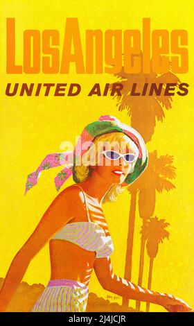 Reisesoster der 60er Jahre - Los Angeles - United Air Lines - Stan Galli Stockfoto