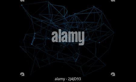 Abstrakter Plexus nahtlose Schleife Hintergrund mit verbundenen Punkten und Linien. Design. Künstliche Intelligenz bildet komplexe Figur während der Selbsterziehung. Stockfoto