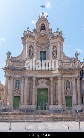 Basilica Collegiata di Maria Santissima in Catania, Sizilien, Italien. Stockfoto