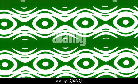 Der Hintergrund ist blau und grün.Design. Geometrische Formen oszillieren im hellen Hintergrund und bilden verschiedene Muster. Stockfoto