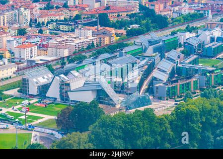 Luftaufnahme von MUSE - Museo delle Scienze di Trento in Italien. Stockfoto