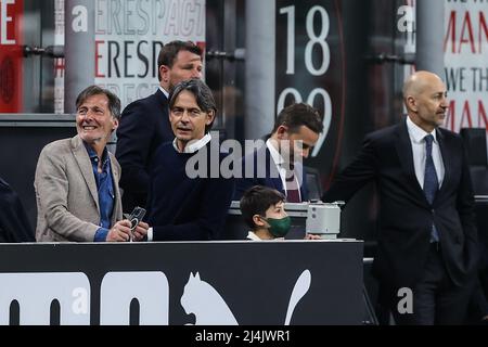 Filippo Inzaghi während der Serie A 2021/22 Fußballspiel zwischen AC Mailand und Genua FC im Giuseppe Meazza Stadium, Mailand, Italien am 15. April 2022 Stockfoto