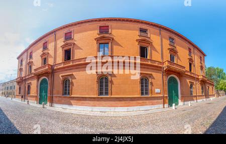 Historische Häuser in der Altstadt von Ferrara in Italien Stockfoto