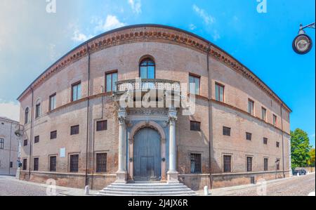 Historische Häuser in der Altstadt von Ferrara in Italien Stockfoto