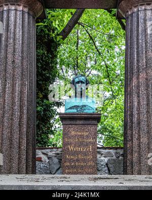 Protestantischer Friedhof Dorotheenstadt & Grabstätte. Chausseestraße 126,Mitte,Berlin,Deutschland. Hermann Heinrich Alexander Wentzel Grab Stockfoto