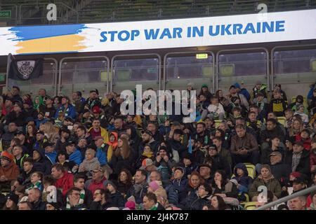 Anti-Kriegs-Spiel Lechia Gdańsk vs Shakhtar Donetsk in Danzig, Polen, Februar 14. 2022 © Wojciech Strozyk / Alamy Stock Photo Stockfoto