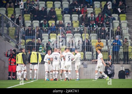 Anti-Kriegs-Spiel Lechia Gdańsk vs Shakhtar Donetsk in Danzig, Polen, Februar 14. 2022 © Wojciech Strozyk / Alamy Stock Photo Stockfoto