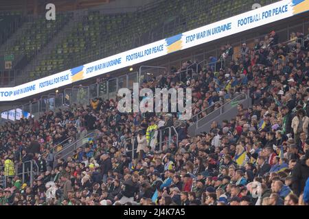 Anti-Kriegs-Spiel Lechia Gdańsk vs Shakhtar Donetsk in Danzig, Polen, Februar 14. 2022 © Wojciech Strozyk / Alamy Stock Photo Stockfoto