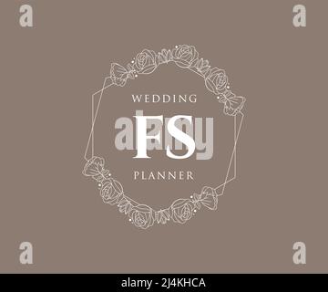FS Initials Letter Hochzeit Monogram Logos Kollektion, handgezeichnete moderne minimalistische und florale Vorlagen für Einladungskarten, Save the Date, elegant Stock Vektor