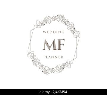 MF Initials Letter Hochzeit Monogram Logos Kollektion, handgezeichnete moderne minimalistische und florale Vorlagen für Einladungskarten, Save the Date, elegant Stock Vektor
