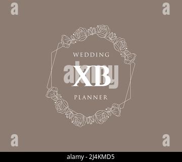 XB Initials Letter Hochzeit Monogram Logos Kollektion, handgezeichnete moderne minimalistische und florale Vorlagen für Einladungskarten, Save the Date, elegant Stock Vektor