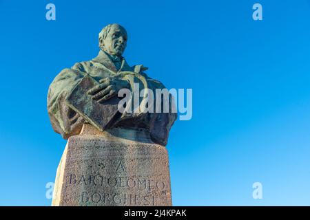 Citta di San Marino, San Marino, 1. September 2021: Denkmal des Bartolomeo Borghesi in San Marino. Stockfoto