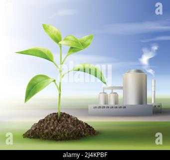 Vector Konzept der Verarbeitung von natürlichen Ressourcen für Biokraftstoff Stock Vektor