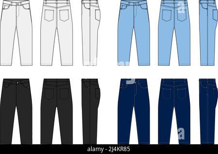 Lose Jeans Hosen Vektor Vorlage Illustration Set Stock Vektor