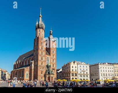 Marienkirche, Hauptplatz, Rynek Glowny, Krakau, Polen Stockfoto