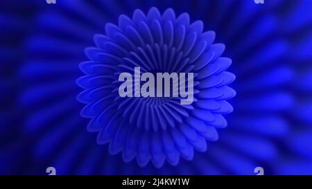 Abstrakte Schneeflocke in Bewegung, Spinning hypnotischen Hintergrund. Bewegung. Kaleidoskopischer Effekt mit sich drehenden Klingen, nahtlose Schleife. Stockfoto