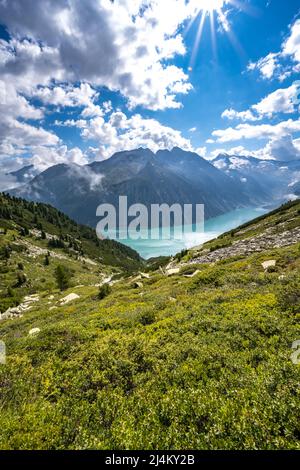 Schlegeisspeicher Wanderung zur Olperer Hütte Stockfoto