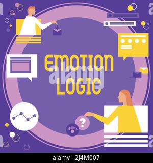 Inspiration mit Zeichen Emotion Logic. Internet-Konzept Herz oder Gehirn Seele oder Intelligenz Verwirrung Gleichgewichtsbilanz Kollegen mit Online-Meeting Stockfoto