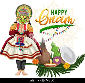 Onam Hindu Ernte Festival Poster Illustration Stock Vektor