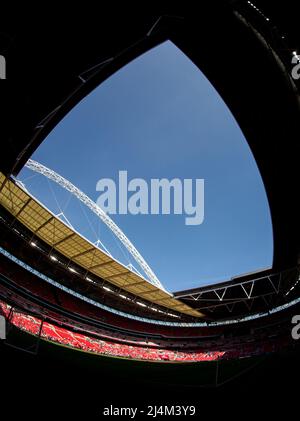 LONDON, GROSSBRITANNIEN. APR 16. Wembley Stadium im Halbfinale des FA Cup zwischen Manchester City und Liverpool im Wembley Stadium, London am Samstag, 16.. April 2022. (Kredit: Federico Maranesi | MI Nachrichten) Kredit: MI Nachrichten & Sport /Alamy Live Nachrichten Stockfoto