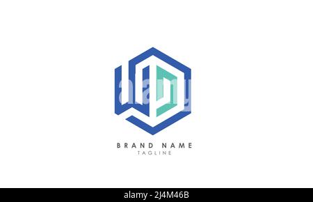 Buchstabenbuchstaben Initialen Monogramm-Logo WD, DW, D und W Stock Vektor