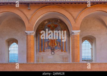 Spoleto, Italien, 3. Oktober 2021: Fresken des Schlosses Spoleto in Italien. Stockfoto