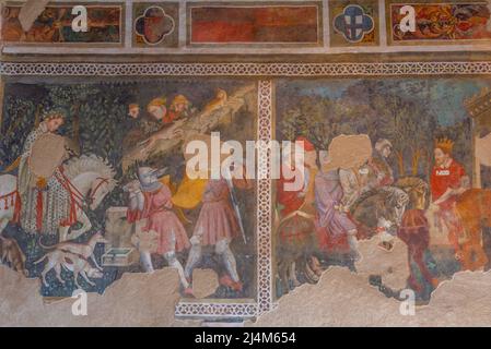 Spoleto, Italien, 3. Oktober 2021: Fresken des Schlosses Spoleto in Italien. Stockfoto