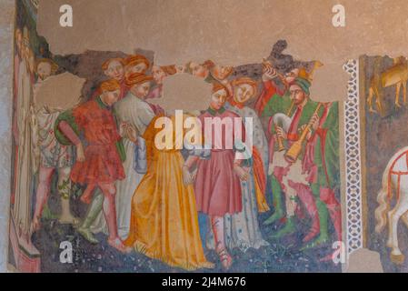 Spoleto, Italien, 3. Oktober 2021: Fresken des Schlosses Spoleto in Italien. Stockfoto