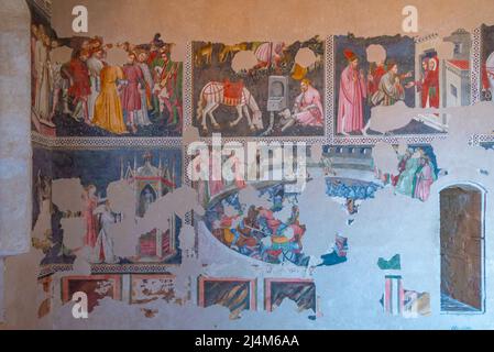 Spoleto, Italien, 3. Oktober 2021: Fresken des Schlosses Spoleto in Italien. Stockfoto