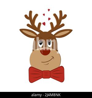 Rentier Weihnachten Charakter, Vektor-Illustration isoliert auf weißem Hintergrund Stock Vektor