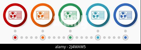 Wärmepumpe, Conditioner Konzept Vektor-Icon-Set, Infografik-Vorlage, flaches Design bunte Web-Tasten in 5 Farboptionen Stock Vektor
