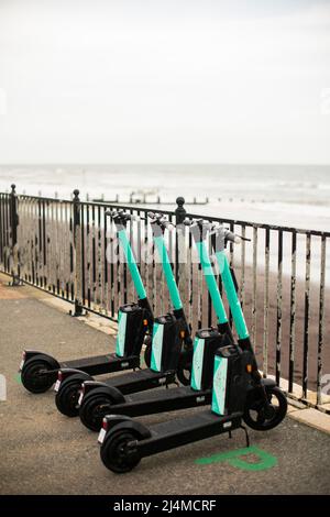 Beryl-Elektro-Verleih-Scooter in Sandown, Isle of Wight. Stockfoto