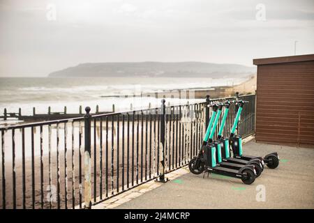 Beryl-Elektro-Verleih-Scooter in Sandown, Isle of Wight. Stockfoto