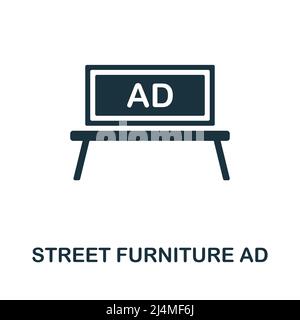 Straßenmöbel Werbeflaches Symbol. Farbige Element Zeichen aus Außenwerbung Sammlung. Flat Street Möbel Ad Symbol Zeichen für Web-Design Stock Vektor