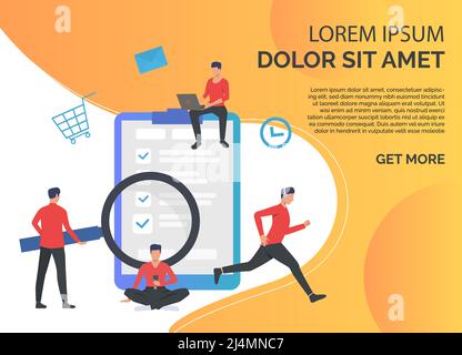 Männer, die Dienst für verschiedene Aktivitäten nutzen. Websuche, Freiberufler, Musik. Online-Service-Konzept. Vektorgrafik kann für Themen wie busi verwendet werden Stock Vektor