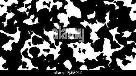 Dalmatinisches Muster Kuh Textur Tier Haut Vorlage Spot Hintergrund Vektor Design Illustration zufällig Rind Flecken Bauernhof Tier Struktur Banner Schwarz ch Stock Vektor