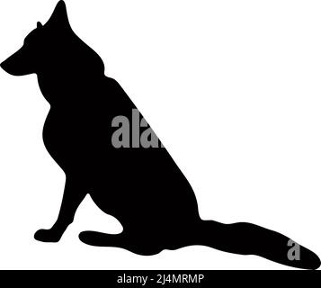 Schwarze Silhouette eines Hundes auf weißem Hintergrund. Vektorbild. Stock Vektor