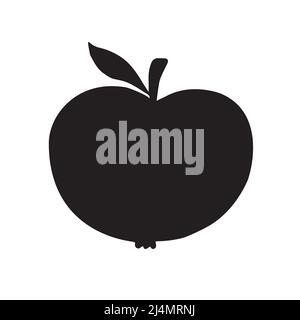 Vektor schwarzen Apfel Silhouette isoliert auf weißem Hintergrund Stock Vektor
