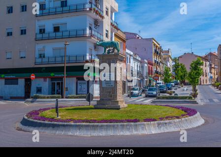 Merida, Spanien, 20. Mai 2021: Statue des Kapitolinischen Wolfes in Merida, Spanien Stockfoto