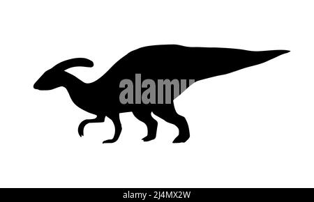 Vektor schwarz parasaurolophus Dinosaurier Silhouette isoliert auf weißem Hintergrund Stock Vektor