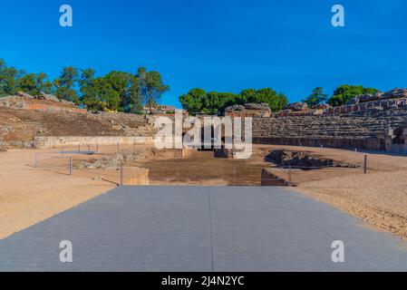 Römisches Amphitheater von Merida in Spanien. Stockfoto