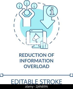 Reduzierung der Informationsüberlastung türkisfarbenes Konzeptsymbol Stock Vektor