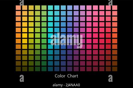Farbdiagramm Designer-Tool Textur Muster Hintergrund. Farbpalette. Farbtöne der Tabelle. Farbharmonie. Trendfarben. Vektordarstellung isoliert Stock Vektor