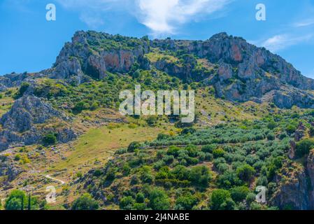 Felsenlandschaft des Naturparks Sierras Subbeticas in Spanien Stockfoto