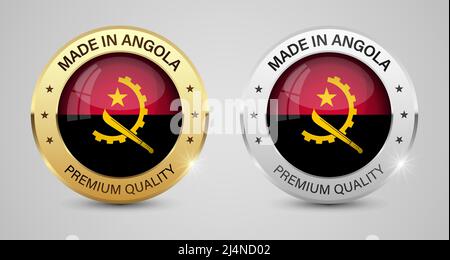 Made in Angola Grafiken und Labels Set. Einige Elemente der Auswirkung für die Verwendung, die Sie daraus machen möchten. Stock Vektor