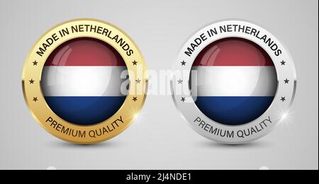 Made in Netherlands Grafiken und Labels Set. Einige Elemente der Auswirkung für die Verwendung, die Sie daraus machen möchten. Stock Vektor