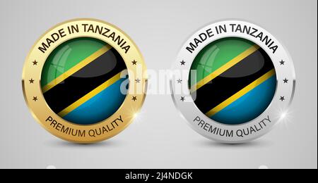 Made in Tanzania Grafiken und Labels Set. Einige Elemente der Auswirkung für die Verwendung, die Sie daraus machen möchten. Stock Vektor