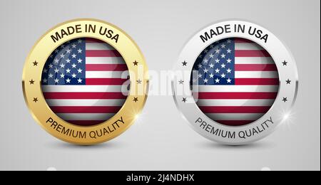 Made in USA Grafiken und Labels Set. Einige Elemente der Auswirkung für die Verwendung, die Sie daraus machen möchten. Stock Vektor